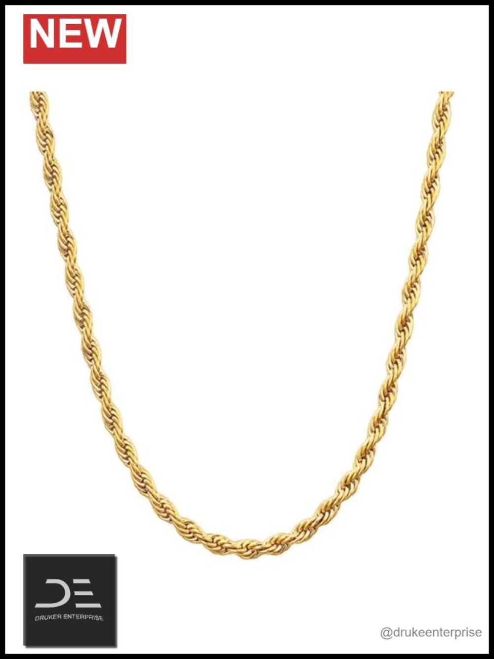 14K Gold Twisted Rope Necklace Unisex Gift Lobster Clasp